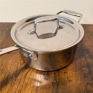 All-Clad D5® Stainless-Steel Saucepan with Lid, 3 quart, Polish finish